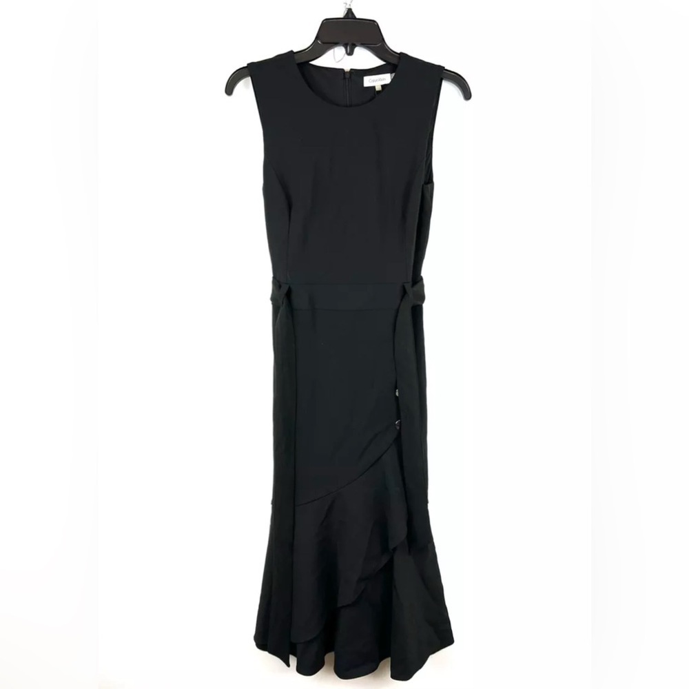 Calvin Klein Womens Tie Front Dress Black Size 4